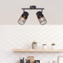 Schwarzes, 2-flammiges Spotrondell Kamolo mit offenem Lampenschirm-Design für Decke oder Wand.