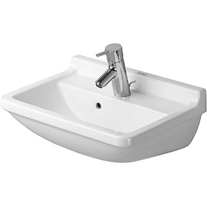 Weißes Duravit Starck 3 Handwaschbecken, 50 cm, mit Hahnloch und Überlauf.