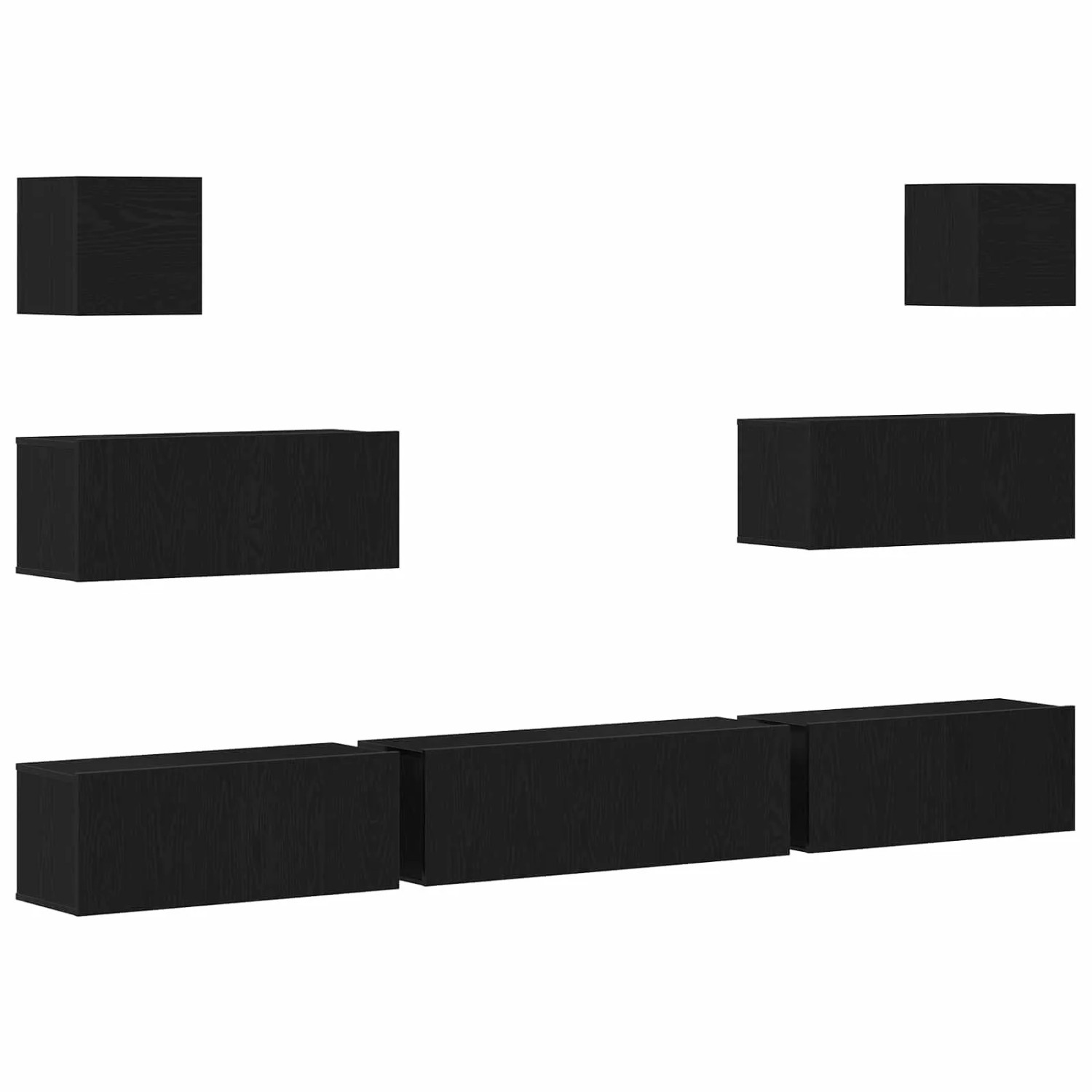 vidaXL TV-Schrankset 7-Tlg Schwarz Eichen-Optik 100 x 30 x 30 cm 3332572