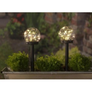 2er Set Westfalia Solar Kugel Lampen, 10cm, schwarz, für Garten und Terrasse.