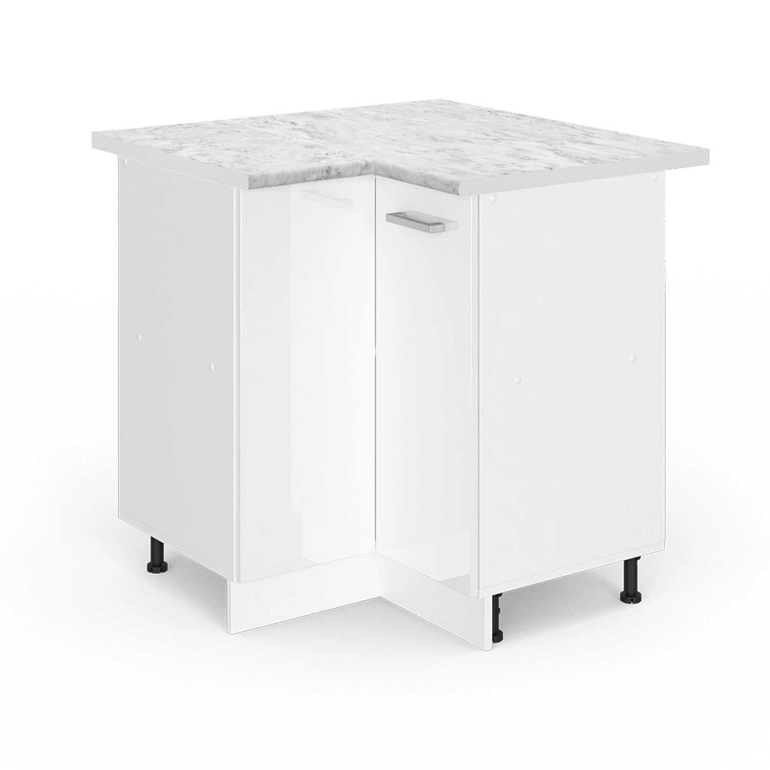 Vicco Eckunterschrank R-Line Küchen Eckschrank Weiß Hochglanz/Weiß 76 cm AP günstig online kaufen