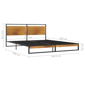 vidaXL Bettgestell Metall, 140x200 cm, schwarz, mit Holz-Kopfende. Bett für erholsamen Schlaf.