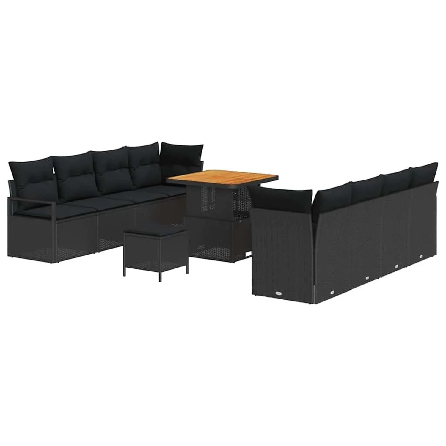 vidaXL Garten-Sofa-Set mit Kissen mit Speicher Schwarz 80 x 80 x 71 cm 3364444