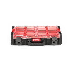 PROREGAL QBRICK Werkzeugkoffer One XL, schwarz, mit 12 Fächern und transparentem Deckel.