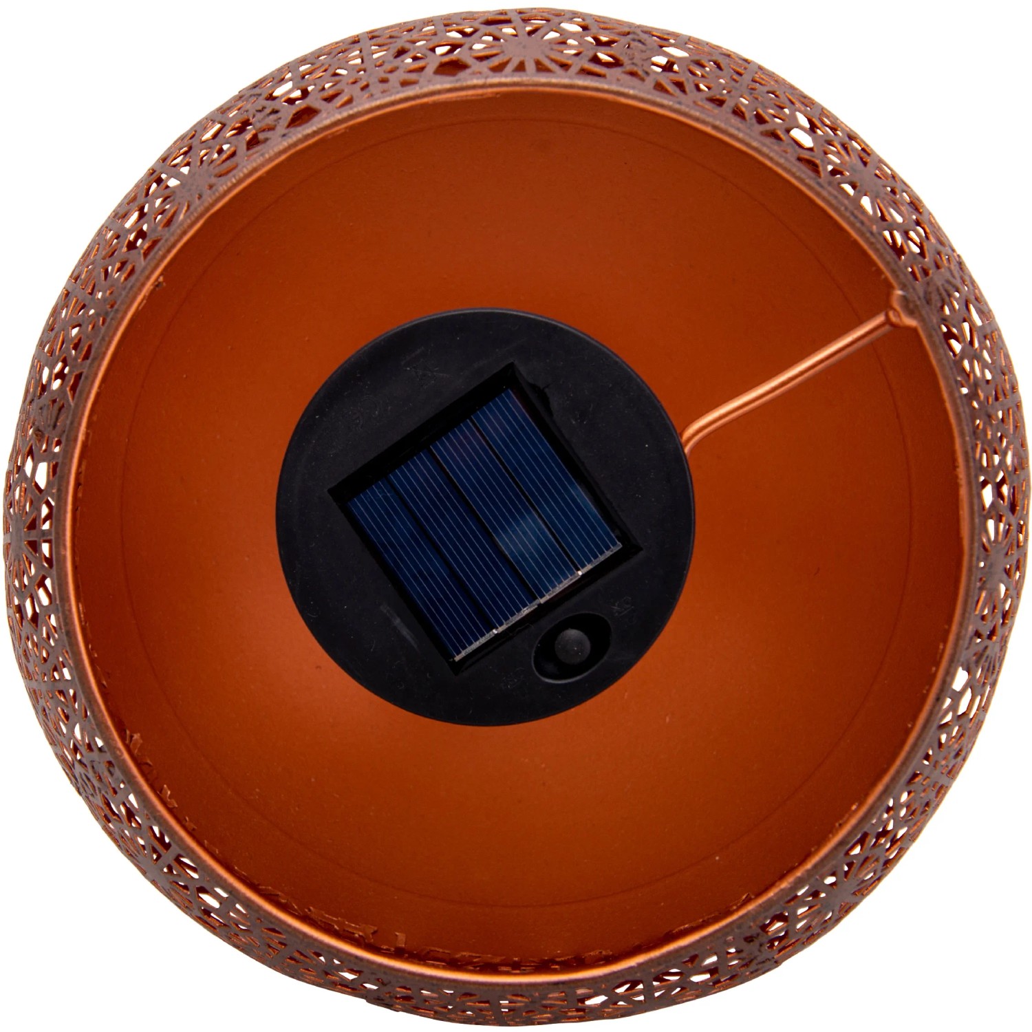 Nahaufnahme der Näve LED-Solarleuchte mit Flammeneffekt, zeigt das Solarmodul und das dekorative Design.