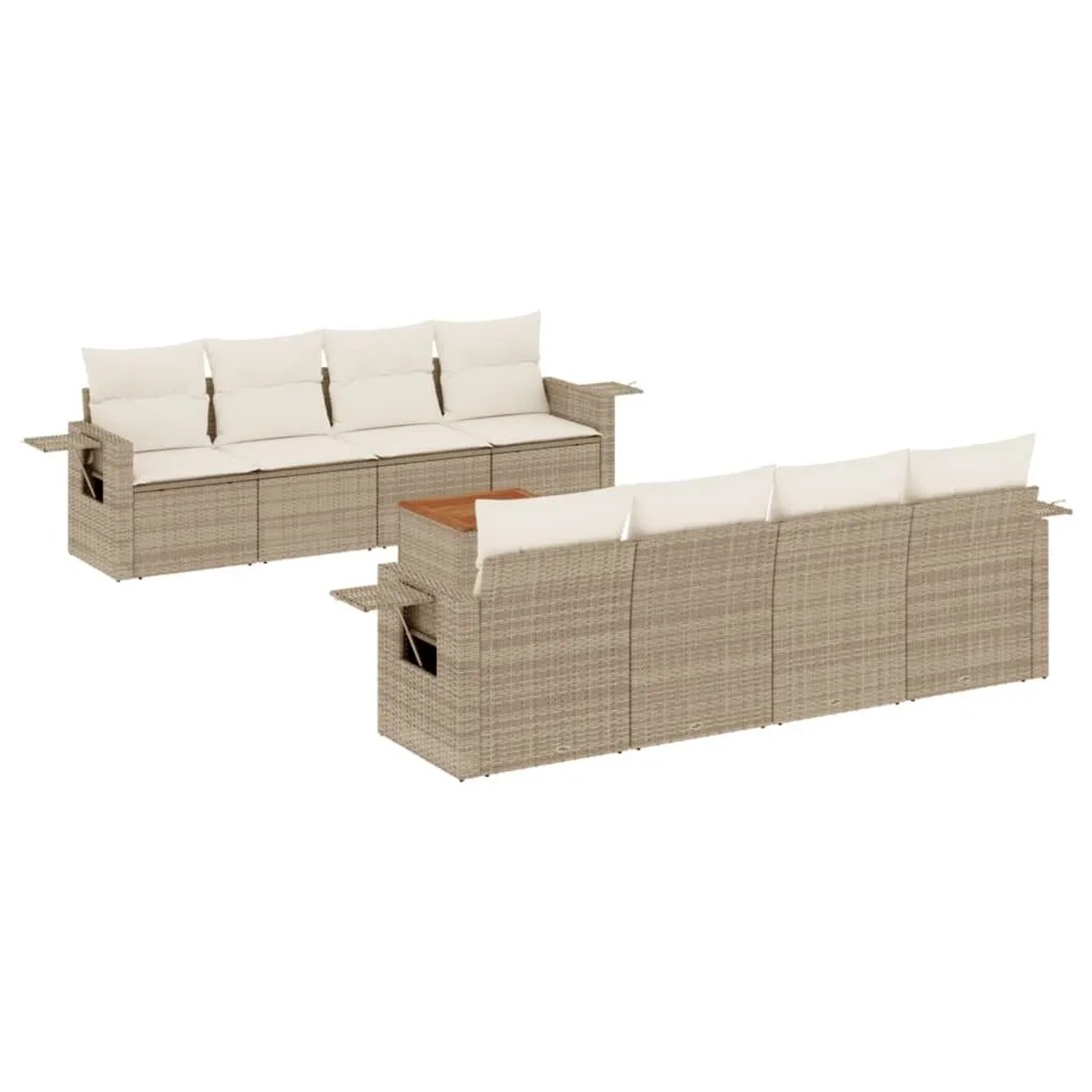 vidaXL 9-Tlg Garten-Sofagarnitur mit Kissen Beige Poly Rattan 3224483 günstig online kaufen