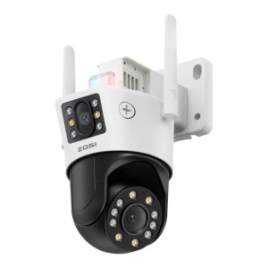 Zosi C296 5MP IP Überwachungskamera, schwenkbar, mit Nachtsicht und zwei Antennen.