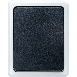 Schellenberg Innentaster Aufputz für Garagentorantriebe, weißer Rahmen, schwarzer Taster.