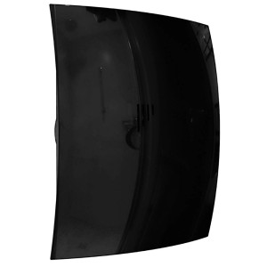 Schwarzer VLANO Badlüfter WING 100 mit leisem Betrieb, Frontansicht.