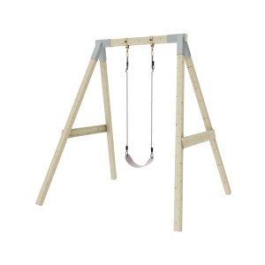 PolarPlay Schaukel Giraffe in Altrosa: Holzschaukel mit altrosa Sitz und grauen Halterungen.