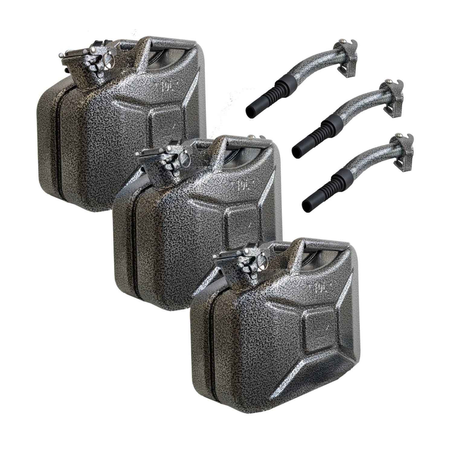 TRUTZHOLM 3x Metallkanister Snakeoptik 10 Liter Mit Ausgießer Und Halter