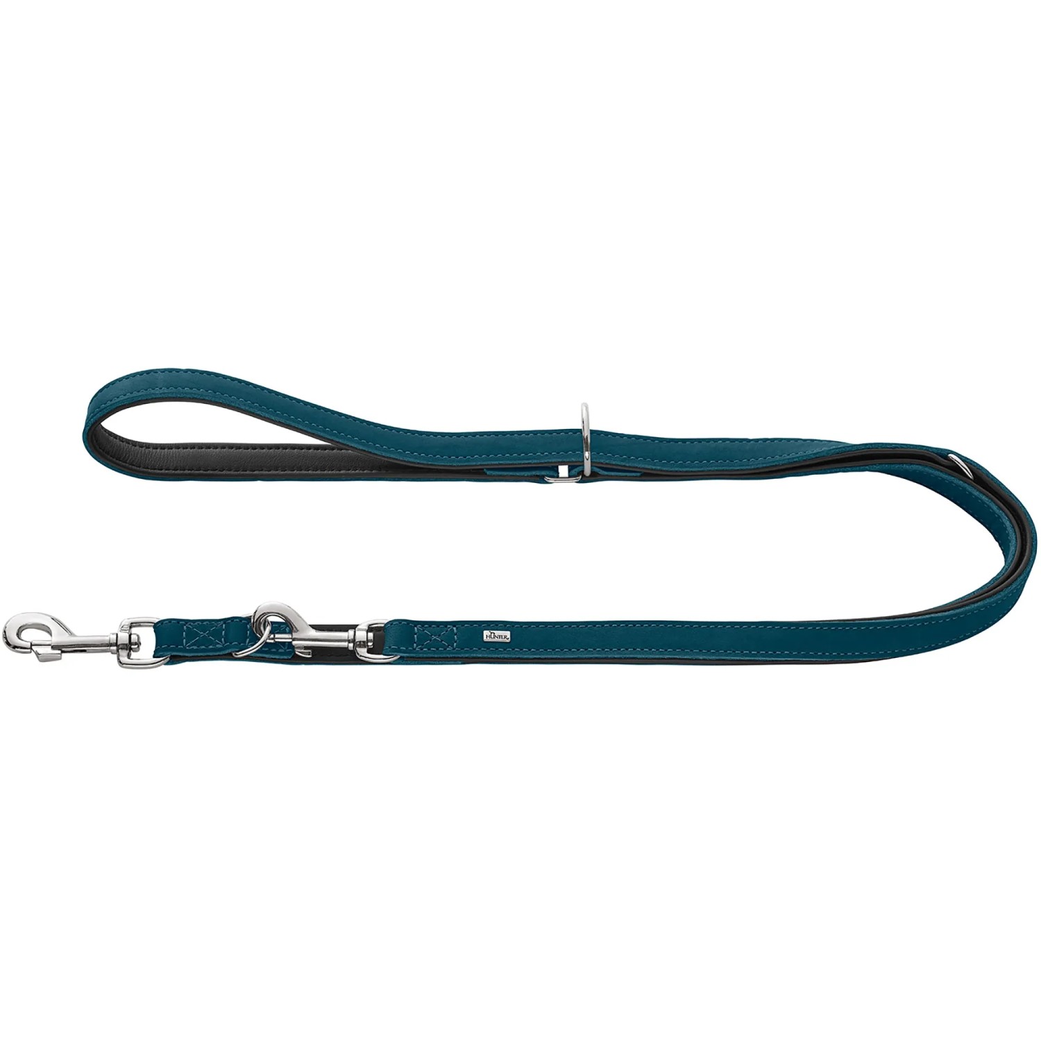 Verstellbare Hunter Führleine Malta, Ø 18 mm, 2 m, Petrol. Hundeleine aus Leder, robust und farbenfroh.