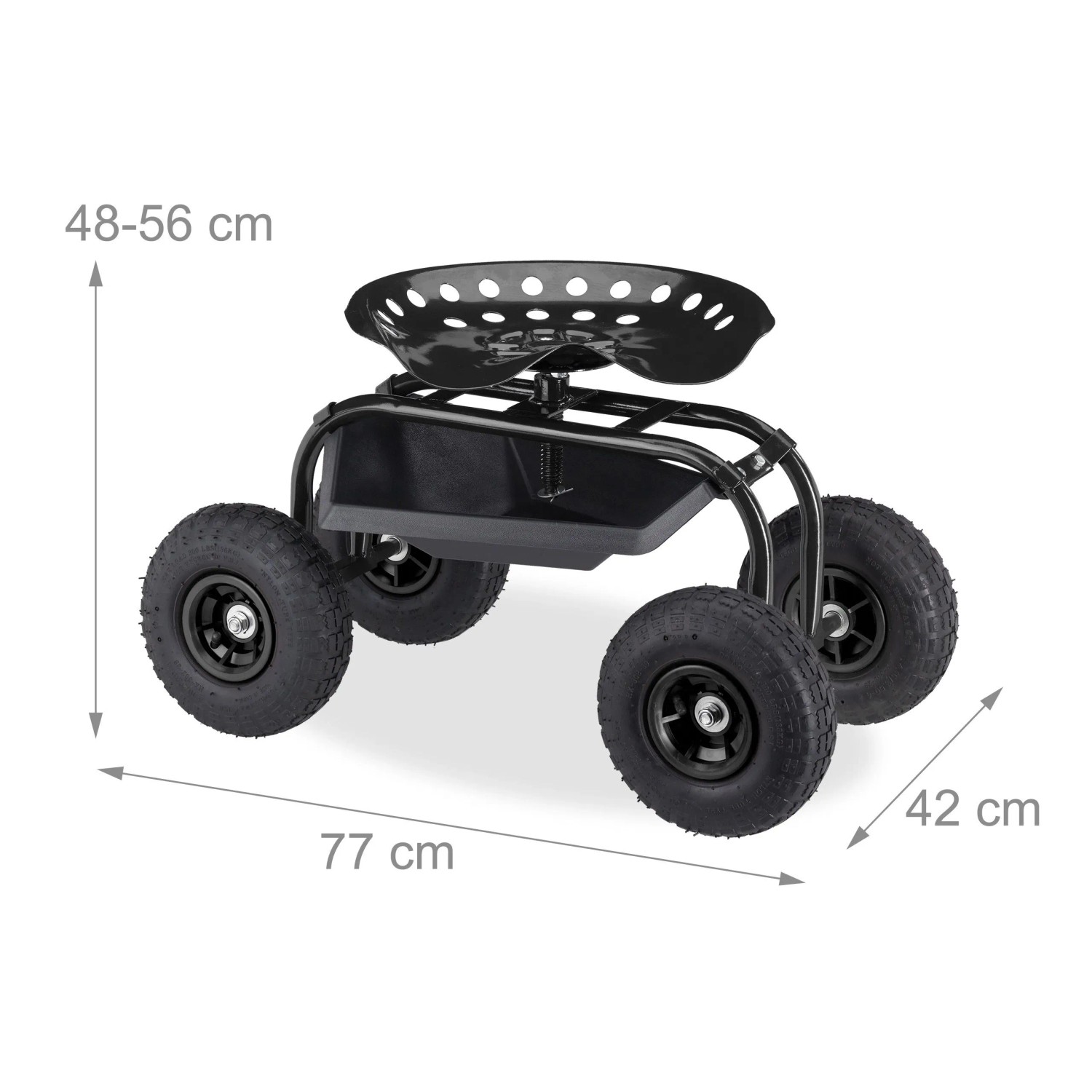 Relaxdays Rollsitz Stahl Schwarz Höhenverstellbar 48 cm x 42 cm x 77 cm 10,9 kg_4