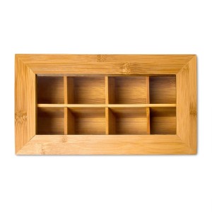 Relaxdays Teebox Bambus Natur Lackiert Luftdicht 8 Fächer 9 cm x 28 cm x 16 cm 0,8 kg