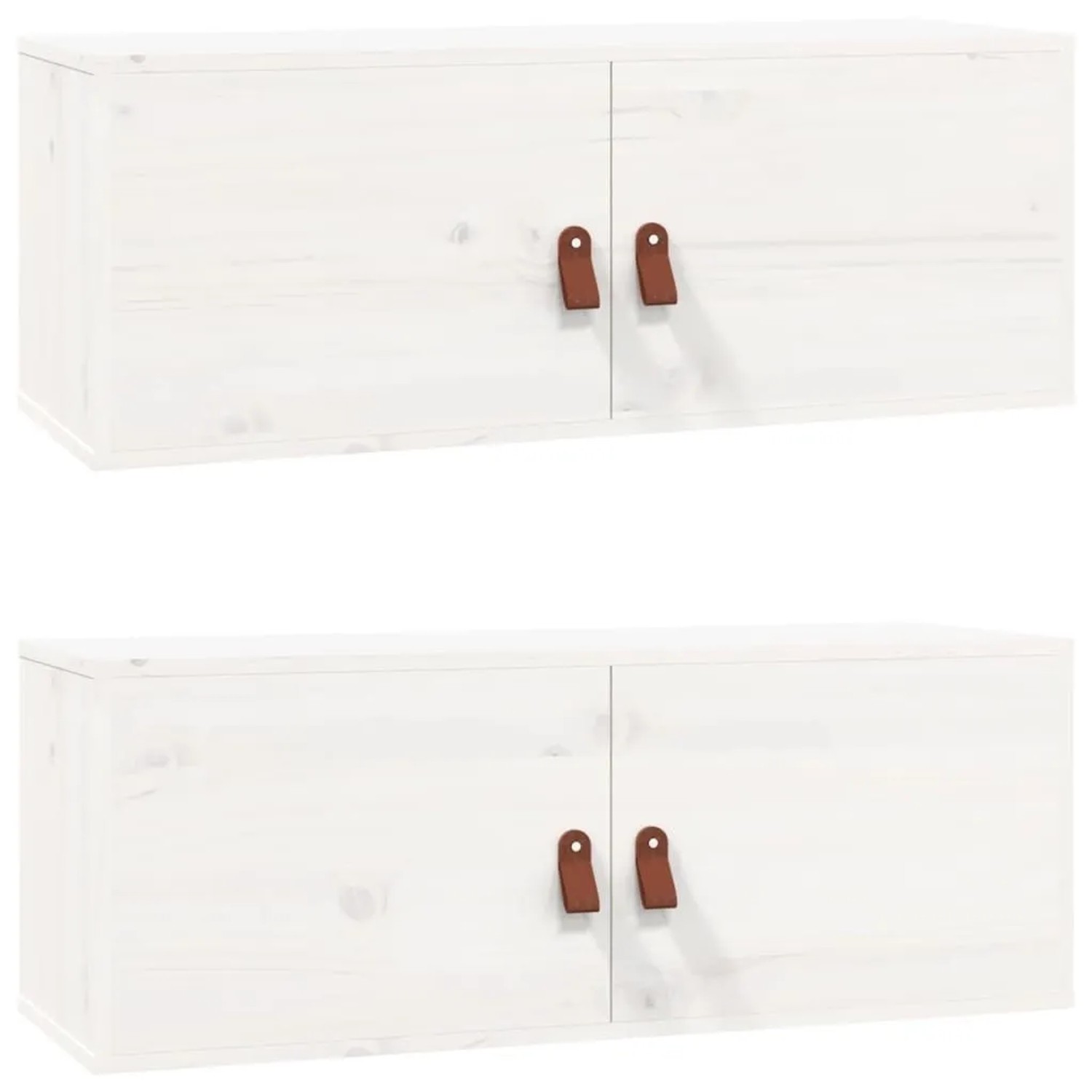 vidaXL Wandschränke 2 Stk Weiß 80x30x30 cm Massivholz Kiefer 818378