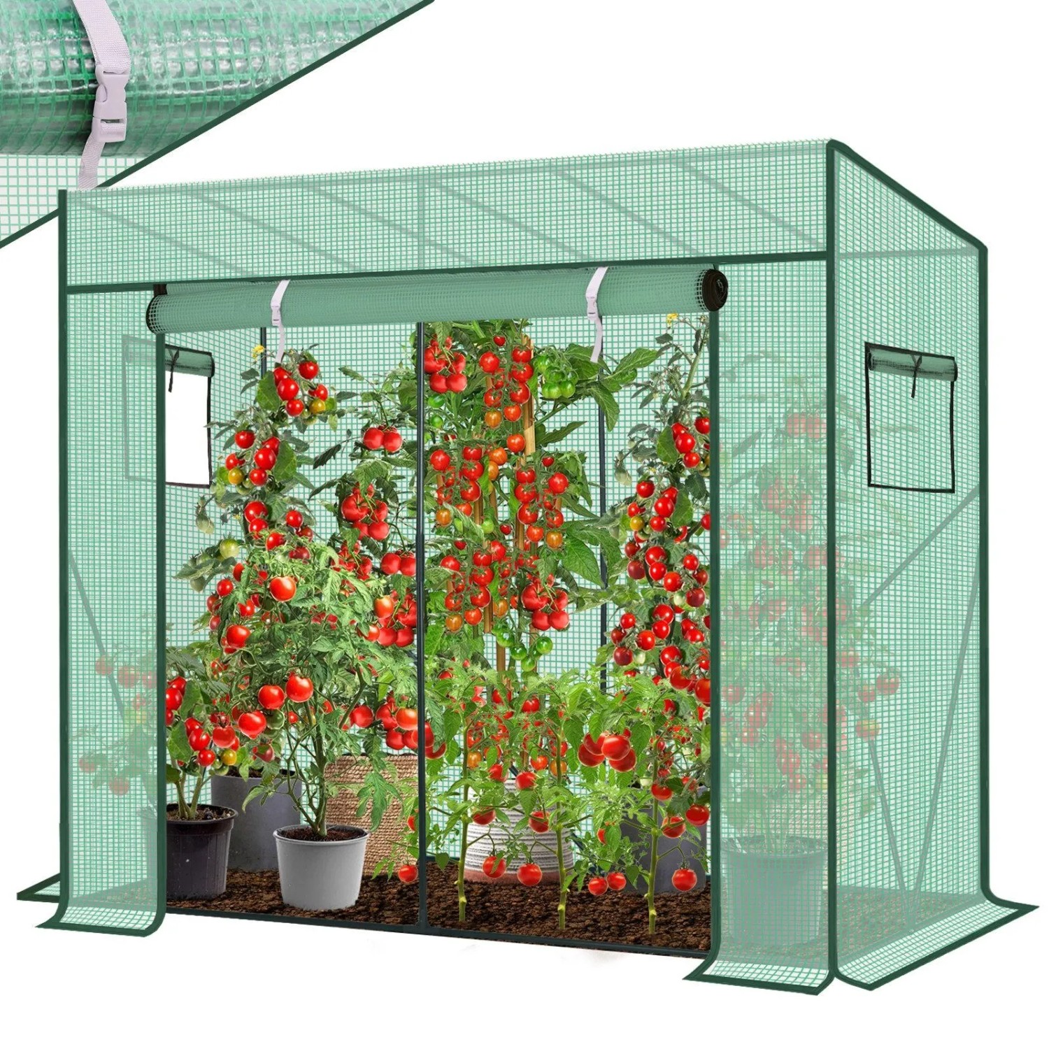 Sekey Tomatengewächshaus Gewächshaus Folie Treibhaus Foliengewächshaus für Garten und Balkon 200x77x170cm Tomatenhaus Stabil Gewächshaus Winterfest