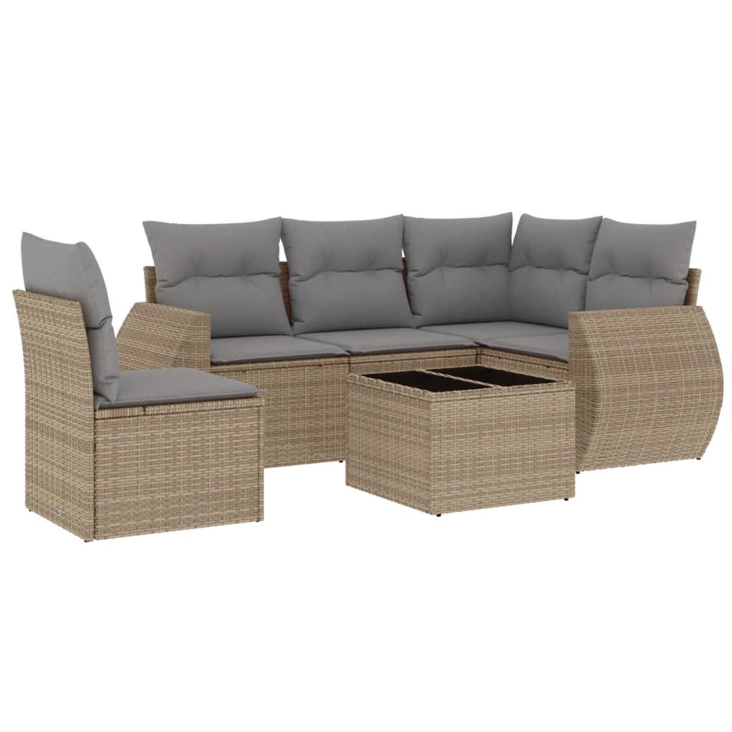 vidaXL 6-Tlg Garten-Sofagarnitur mit Kissen Beige Poly Rattan 3221378 günstig online kaufen
