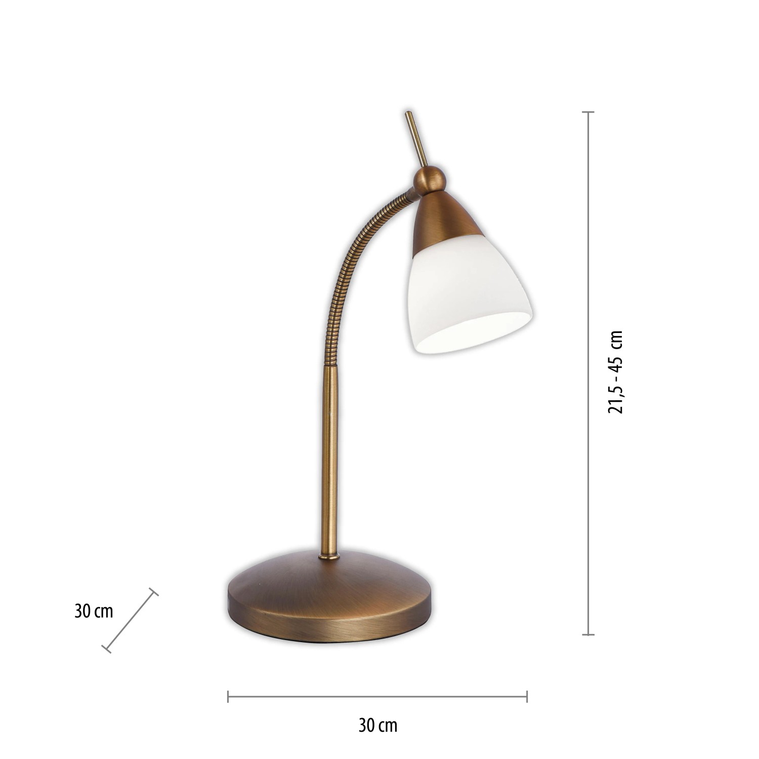 Paul Neuhaus LED-Tischleuchte Pino in Altmessing mit Opalglas. Schreibtischlampe mit Touchdimmer.