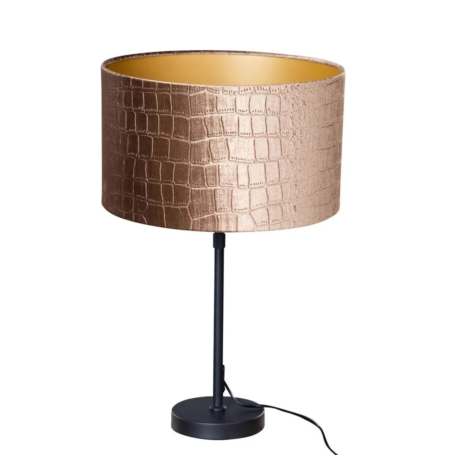 QAZQA Tischleuchte Schwarz mit Samt Schirm Krokodil Design 35cm Parte