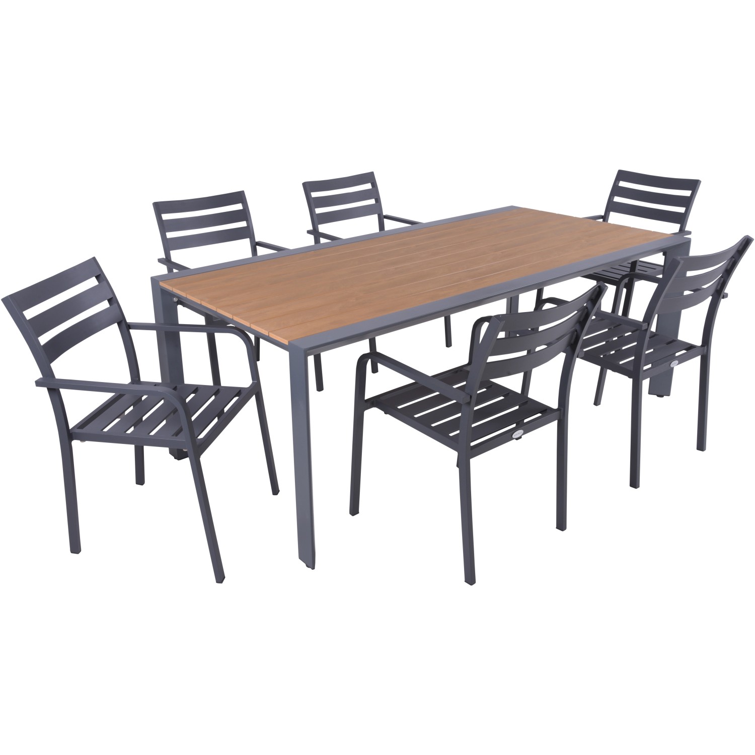 Garden Pleasure Gartenmöbel-Set Silea/Treviso 7-teilig Anthrazit