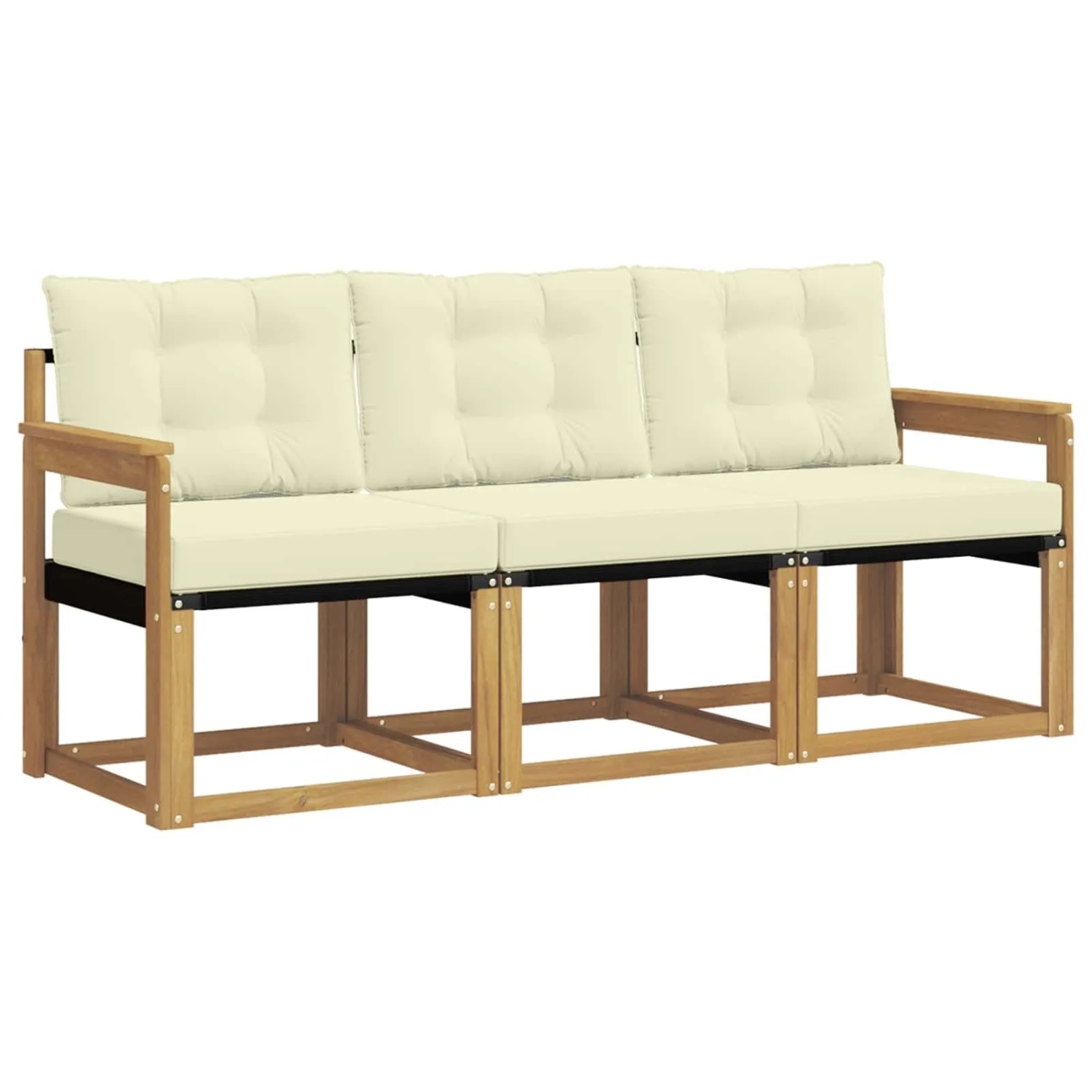 vidaXL Outdoor-Sofagarnitur mit Kissen 3-Tlg Weiß und Creme 3389156