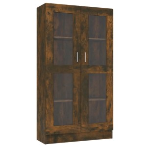 VidaXL Vitrinenschrank in Räuchereiche, 150cm hoch, mit Glastüren für Bücher und Deko.