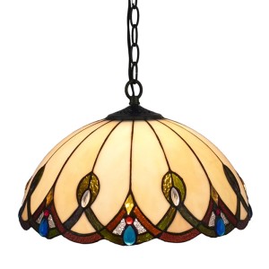 Dapo Decken Pendelleuchte Tiffany Chantal 1-Flammig 40cm E27 Metall Glas IP20