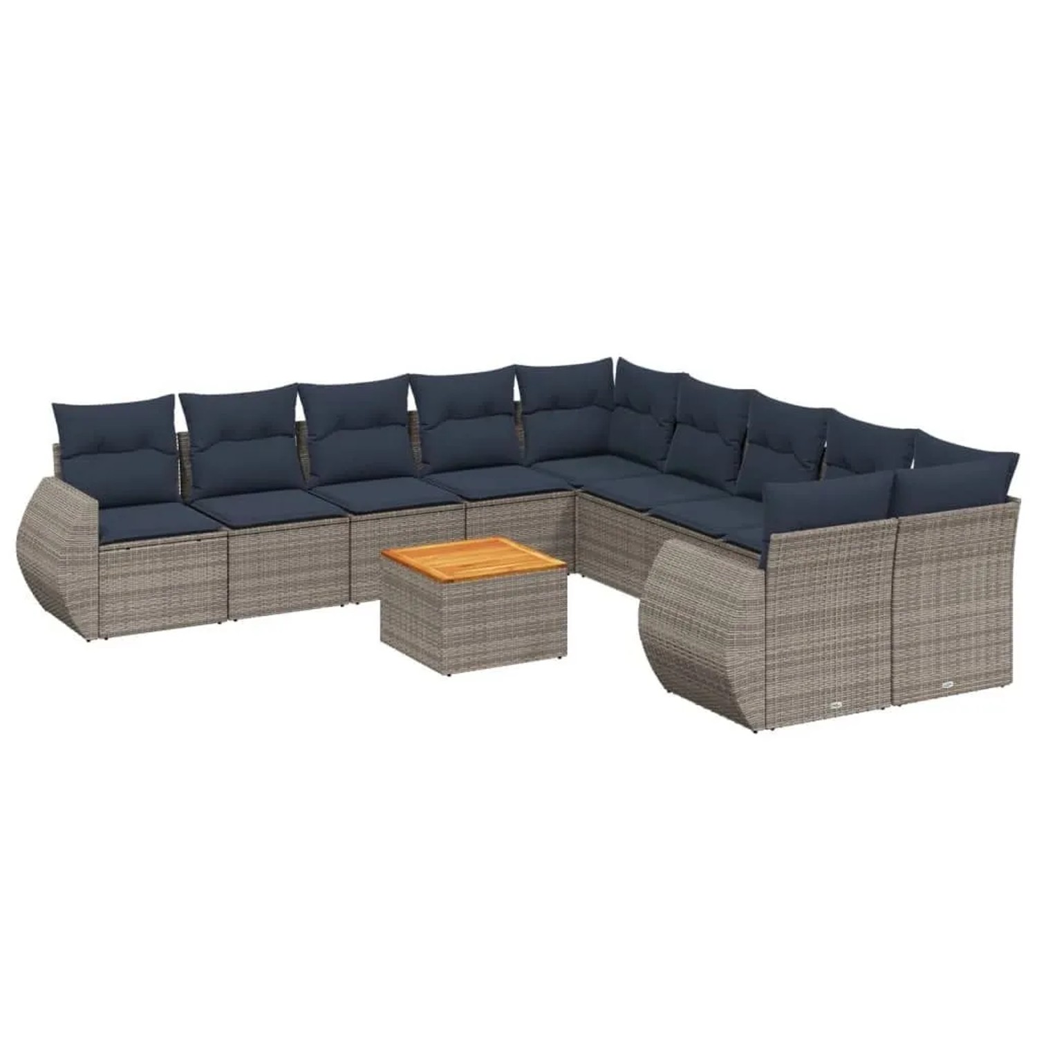 vidaXL 11-Tlg Gartensofa-Set mit Kissen Grau Polyrattan 3225200 günstig online kaufen