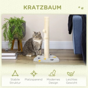 PawHut Kratzstamm 62cm mit Jute-Säule und Spielball. Kompakter Kratzbaum für Katzen Indoor.