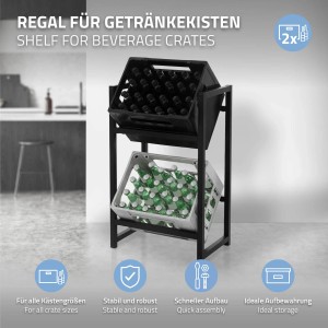 ML-Design Getränkekistenregal für 2 Kisten aus Stahl, anthrazit, freistehend.