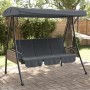 Dunkelgraue vidaXL Hollywoodschaukel mit verstellbarem Dach im Garten.