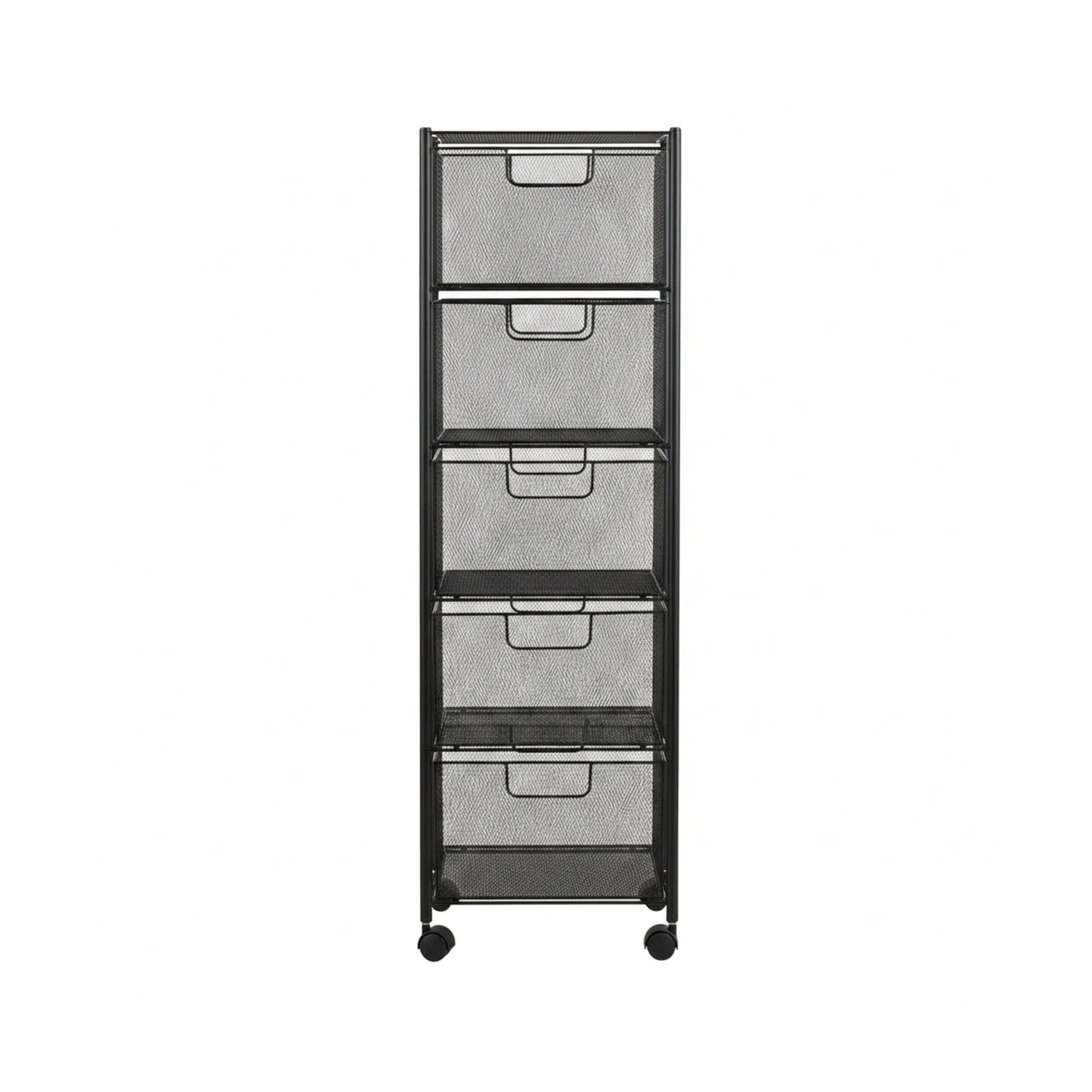 Relaxdays Rollwagen Stahl Schwarz 5 Fächer Mit Rollen 98 cm x 20 cm x 28 cm