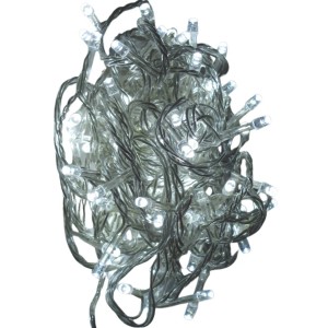 Geknäuelte Lex LED Lichterkette mit 400 weißen LEDs und transparentem Kabel für außen und innen.