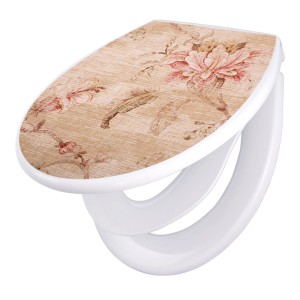 Banjado Familien WC-Sitz mit Absenkautomatik, floralem Dekor. Universeller Klodeckel mit integriertem Kindersitz.