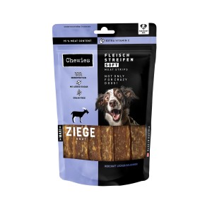 Chewies Fleischstreifen Soft Maxi Ziege, 150g, Hunde-Kaustreifen mit hohem Fleischanteil.