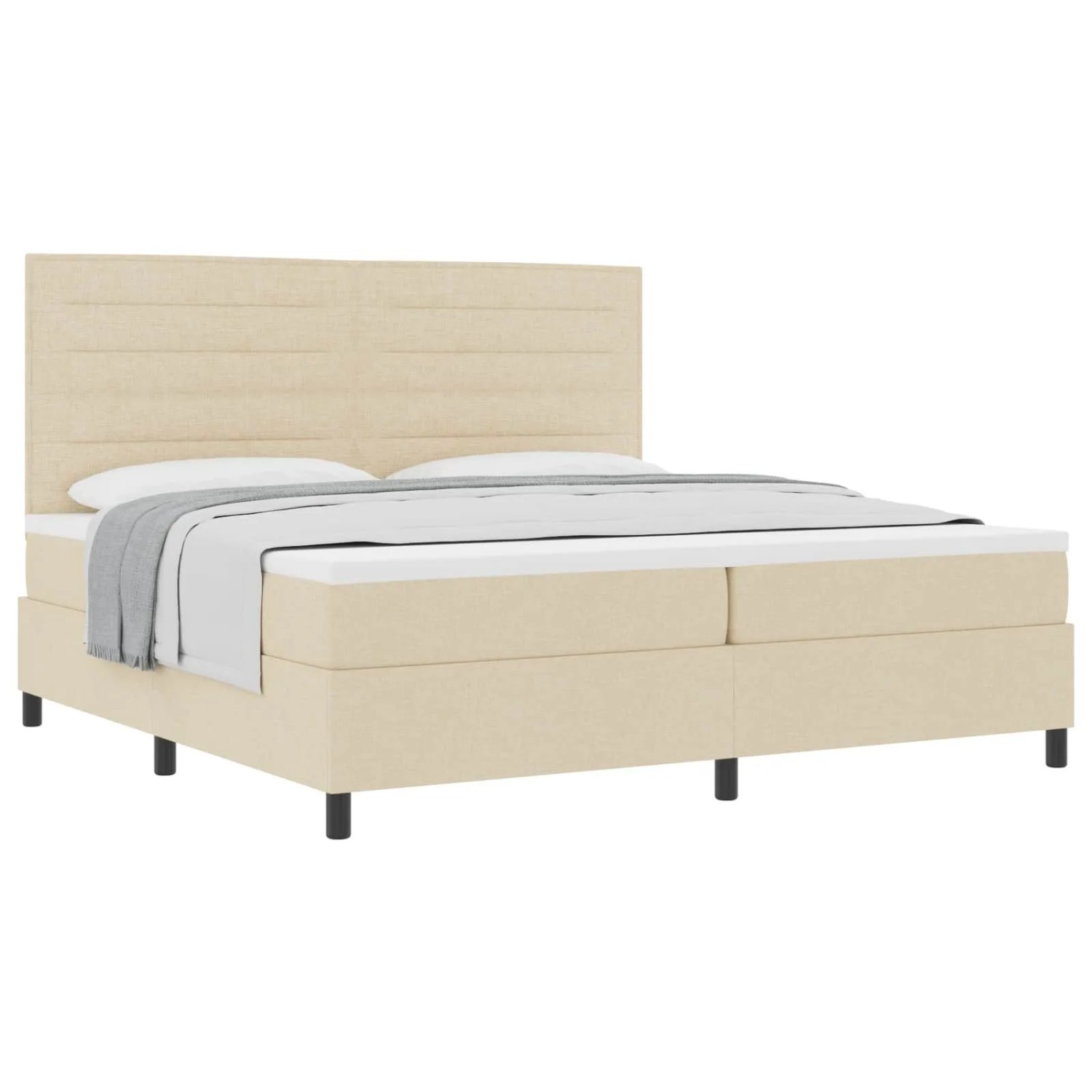 vidaXL Boxspringbett mit Matratze Creme 200 x 200 cm Stoff 3339341