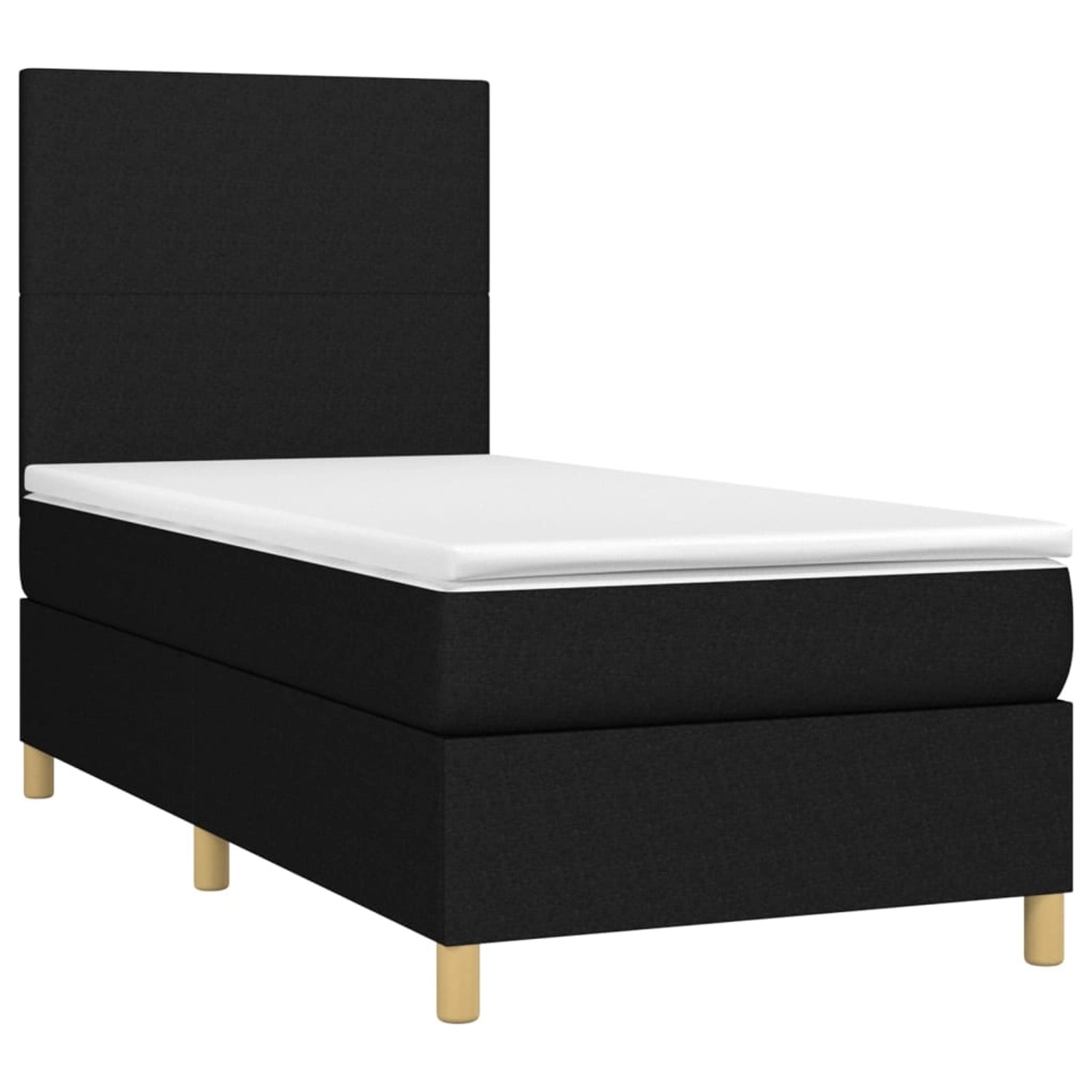 vidaXL Boxspringbett mit Matratze & LED Schwarz 90x190 cm Stoff 3135239 günstig online kaufen