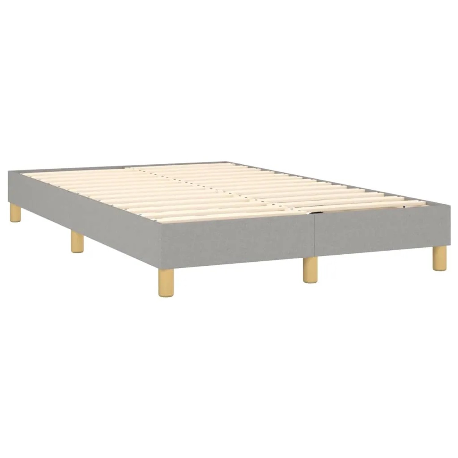 vidaXL Boxspringbett 120x200 cm, hellgraues Stoffbett mit Holzlattenrost und Füßen.
