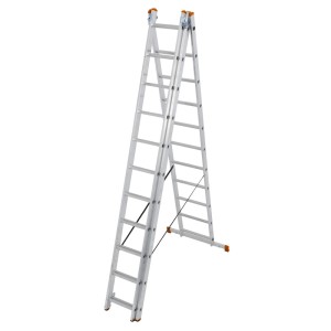 Krause 3-teilige Vielzweckleiter aus Aluminium mit 3x11 Sprossen als Anlege-, Schiebe- oder Stehleiter.
