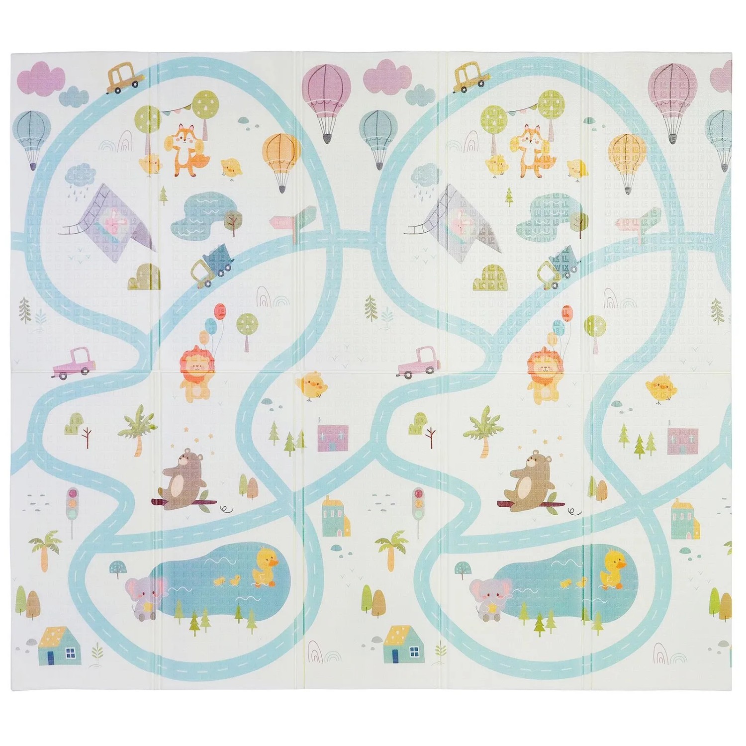 CCLIFE Krabbelmatte Baby Spielmatte Kinder 196 x 176 x 1 cm Faltbar Wasserdicht Abenteuerpark Wundervolle Strecken
