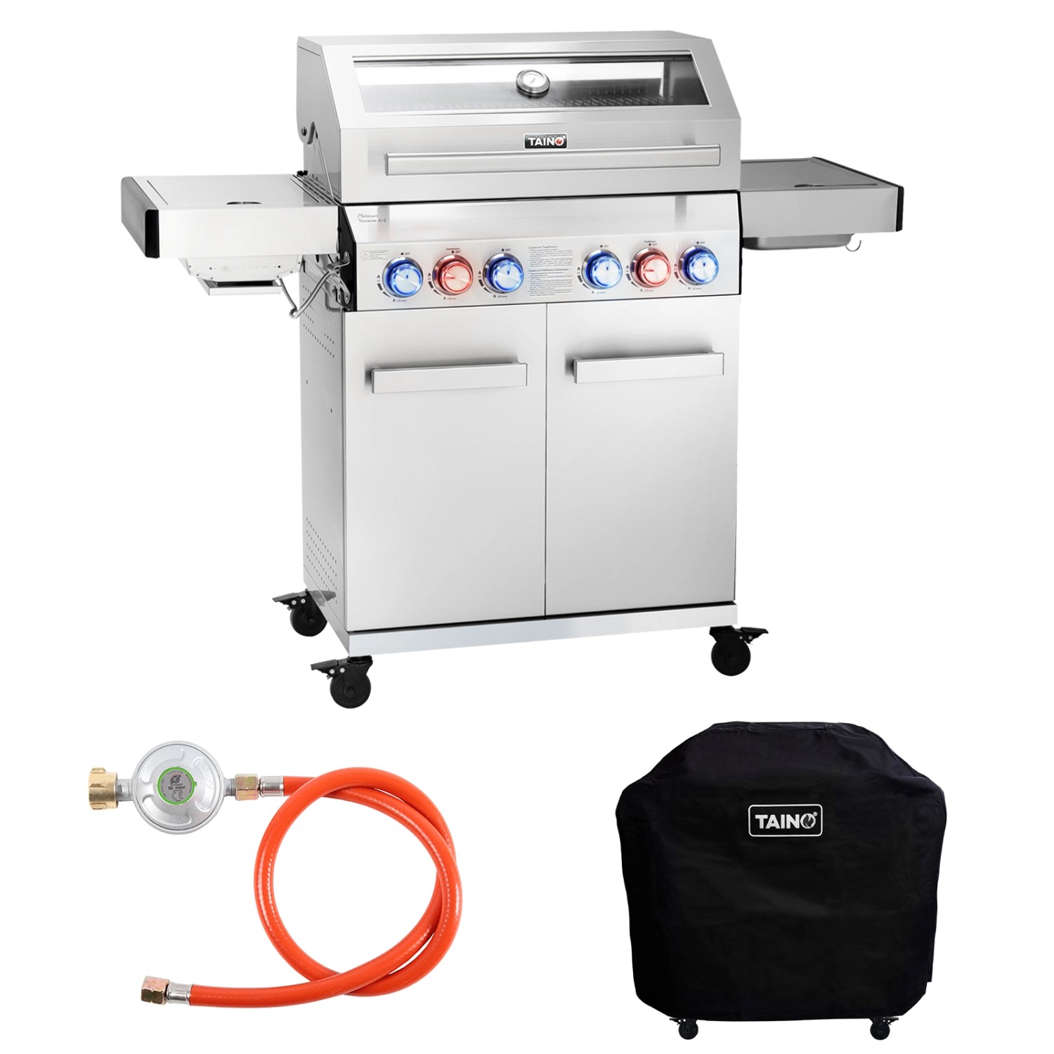 Taino Platinum Yamara 4+2 Gasgrill Set mit Haube Edelstahl 4 Brenner Sear-B günstig online kaufen