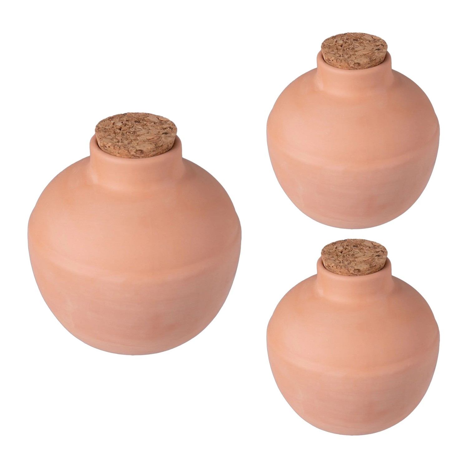 Relaxdays Ollas Keramik Terrakotta 3er Set 800 ml 13 cm x 14 cm 430 g