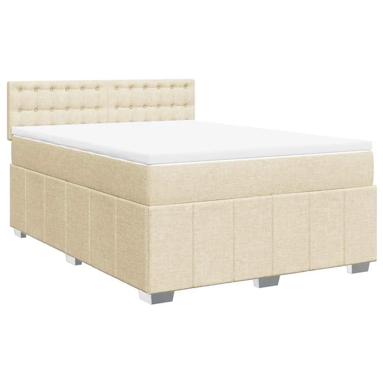vidaXL Boxspringbett mit Matratze Creme 140x190 cm Stoff 3287082