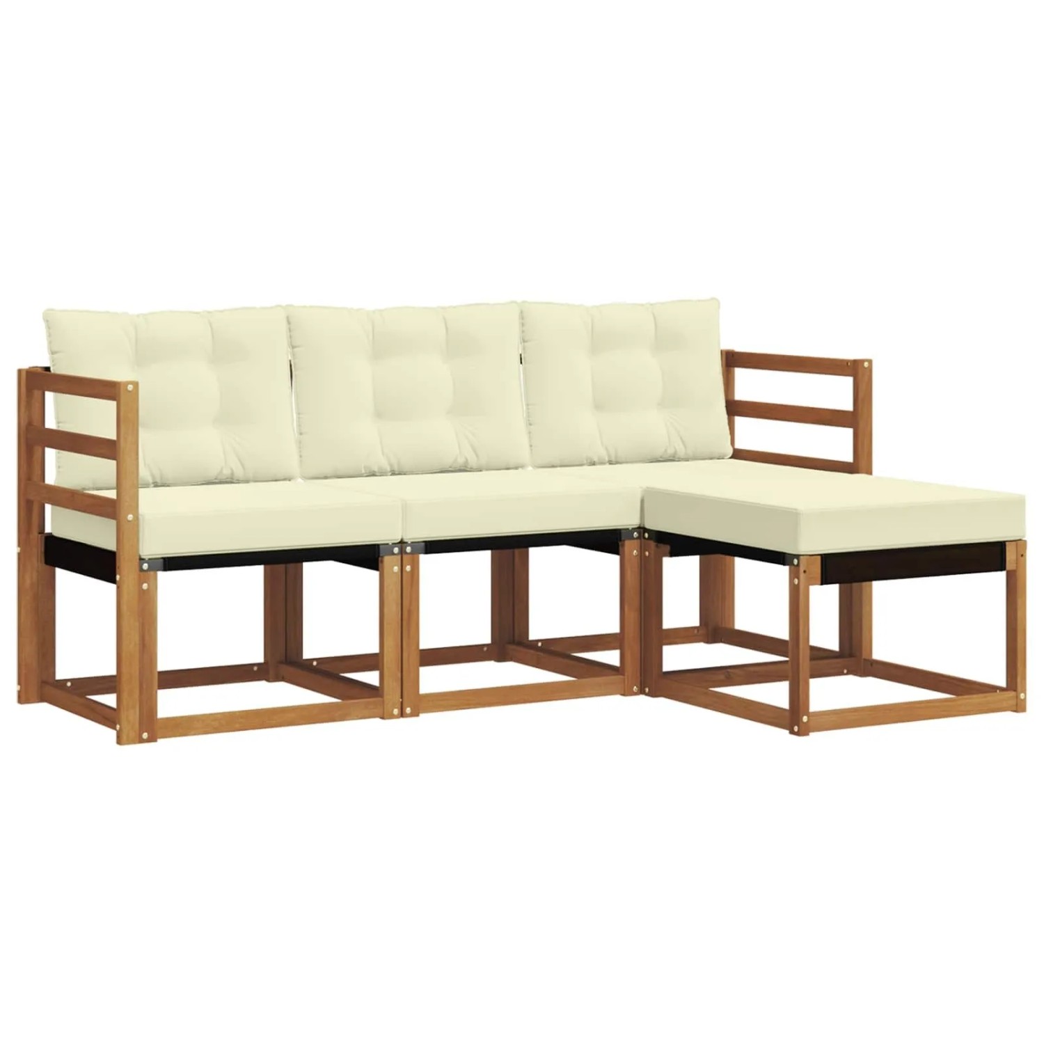 vidaXL Outdoor-Sofagarnitur mit Kissen 4-Tlg Natur und Creme 3368533