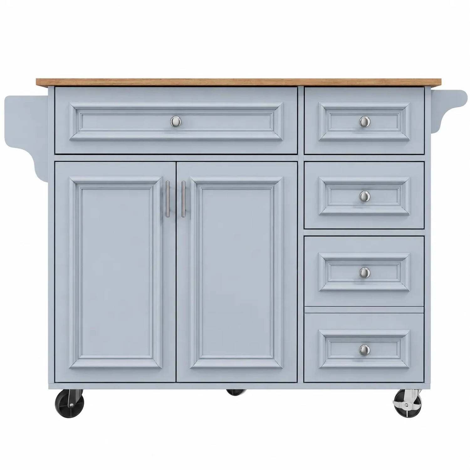Merax Kücheninsel 110x45-75x92cm  Holzoptik  Stauraum  Rollen  Blau