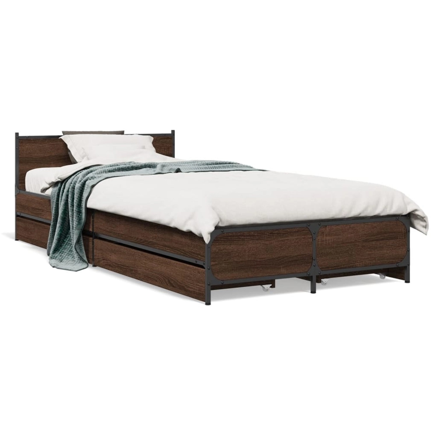 vidaXL Bettgestell mit Schubladen Braun Eichen-Optik 100x200 cm 3279966 günstig online kaufen