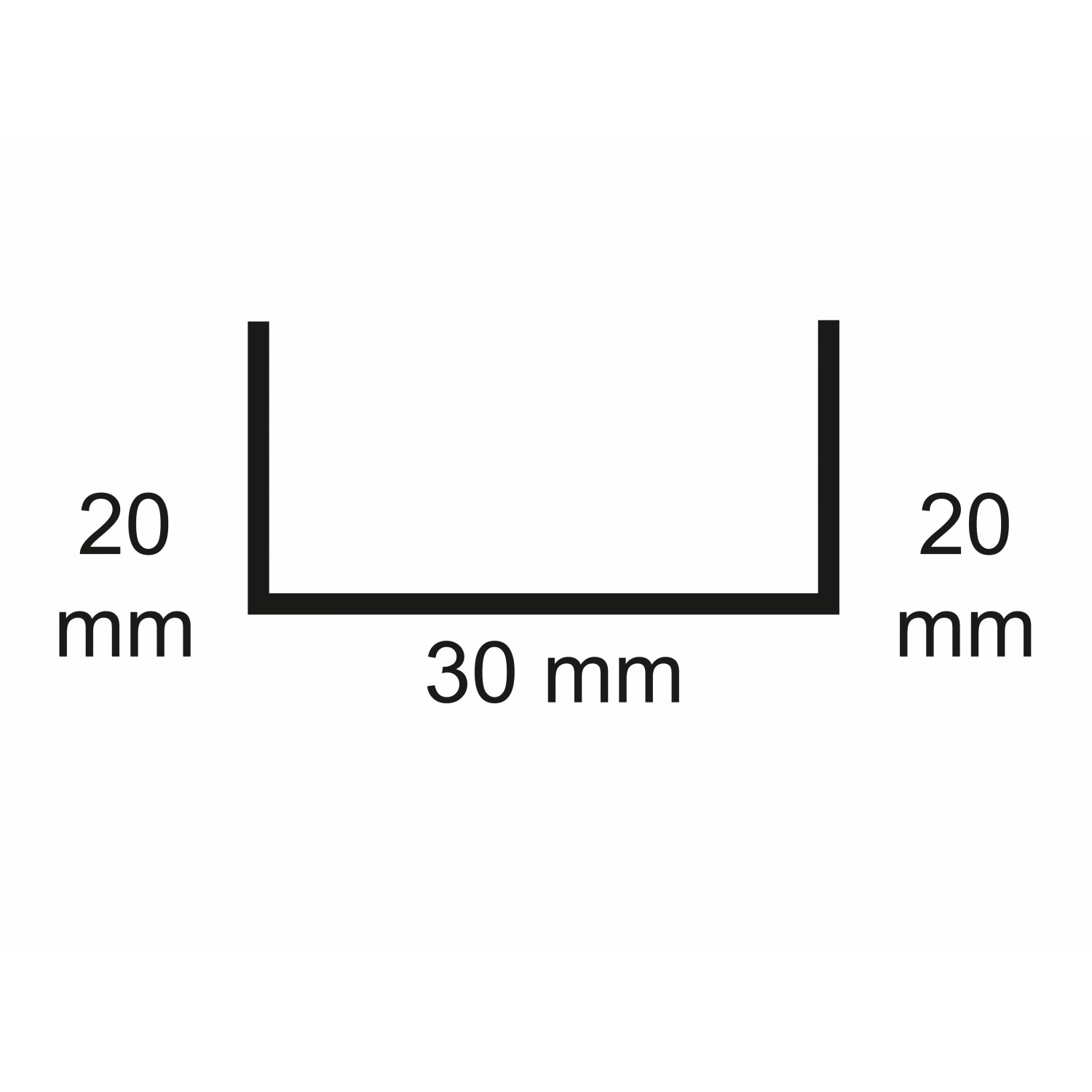 Sarei U-Profil 20/30/20 HG4: Schematische Darstellung mit Maßen.