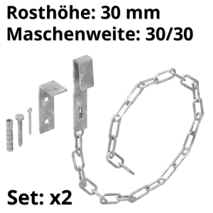 FeNau 1 Paar Sicherheitsketten Für Gitterroste MW 30/30 mm Aus St37 Feuerverzinkt