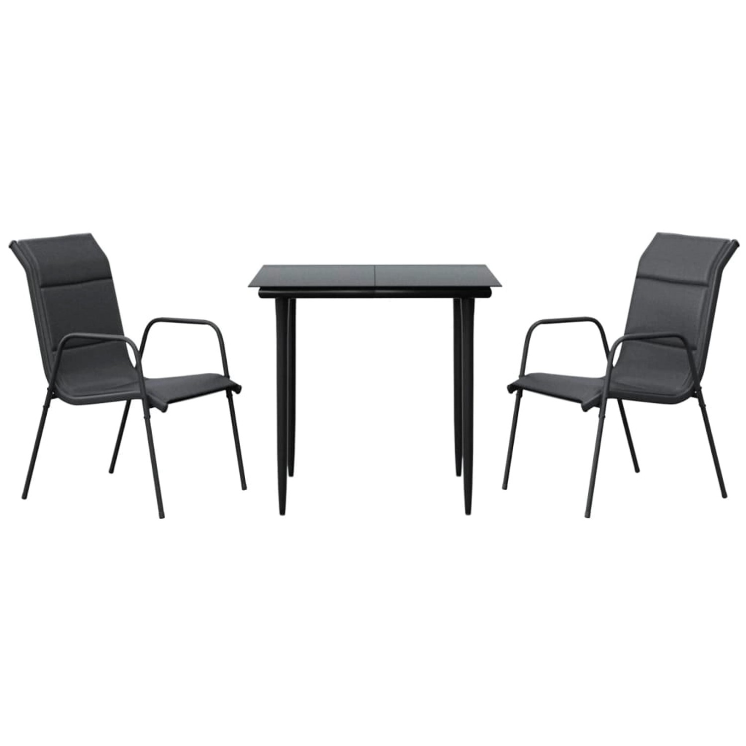 vidaXL 3-Tlg Garten-Essgruppe Schwarz Stahl und Textilene 3200702 günstig online kaufen
