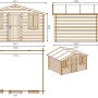 Technische Zeichnung des Altanka Gartenhauses 12 m², 4x3 m, imprägniert, mit Maßangaben.